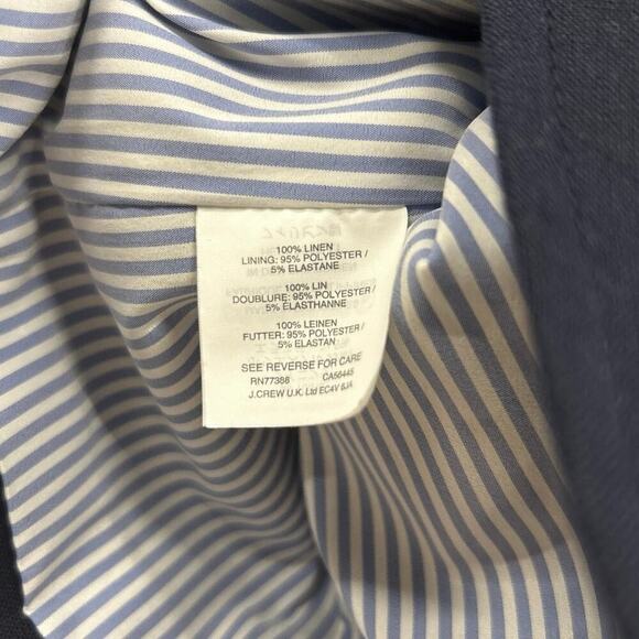 J. Crew Navy 100% Linen Single Breasted Blazer Gold Buttons Size 00P - Picture 6 of 6
